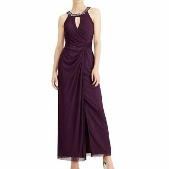 Jessica Howard Twisted Glitter Mesh Beaded Dress/Gown/Prom - Picture 1 of 7